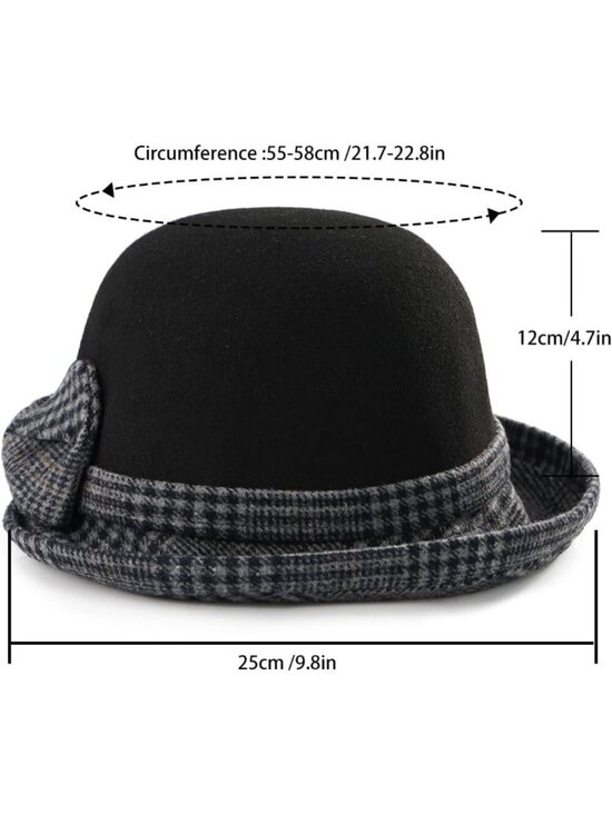 Women\'s Black 2 Vintage Felt Cloche inter Floral Fedora Imported Bucket Hat main image 5